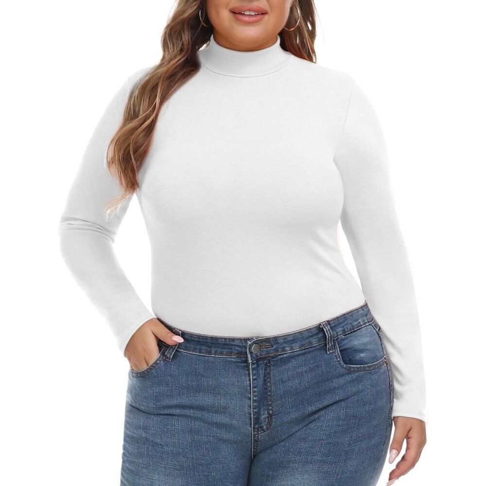 Plus Size Mock Turtleneck Tops Women Long Sleeve Lightweight Casual Work